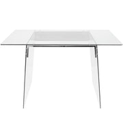 Lumi Source Glacier contemporary writing desk with clear glass top and chrome metal frame, modern office furniture piece