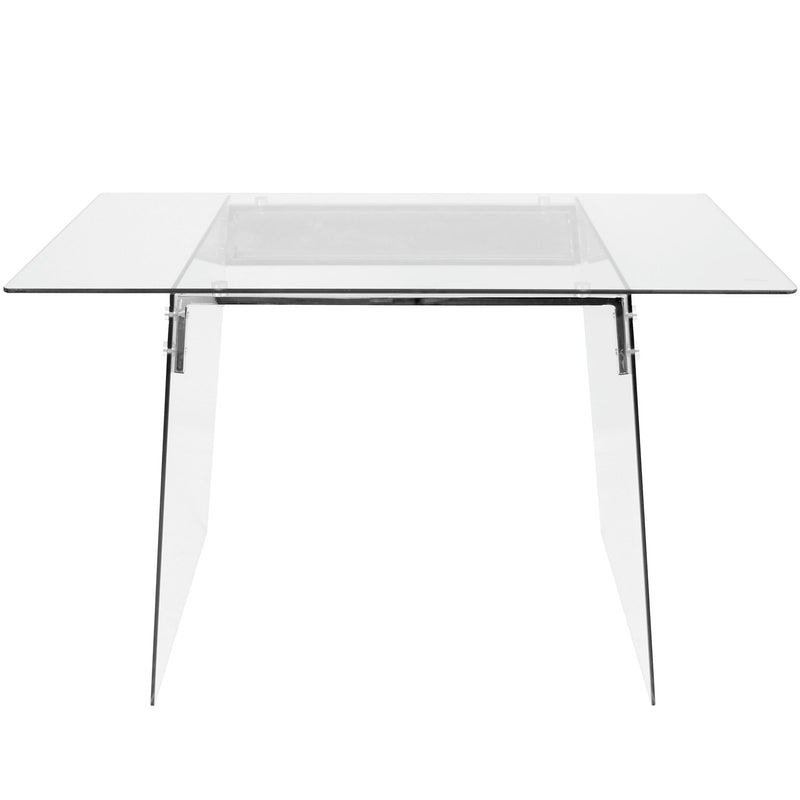 Lumi Source Glacier contemporary writing desk with clear glass top and chrome metal frame, modern office furniture piece