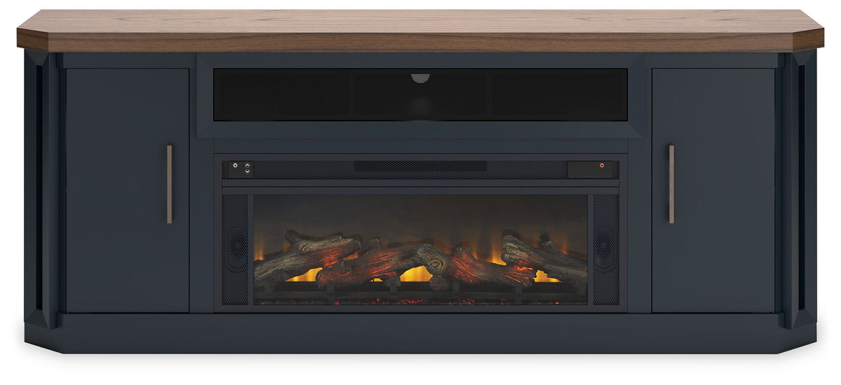 Landocken - 83" TV Stand With Electric Fireplace - Two-tone - R&R Furniture Gallery (Fountain Valley, CA)
