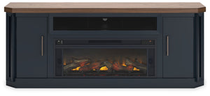 Landocken - 83" TV Stand With Electric Fireplace - Two-tone - R&R Furniture Gallery (Fountain Valley, CA)