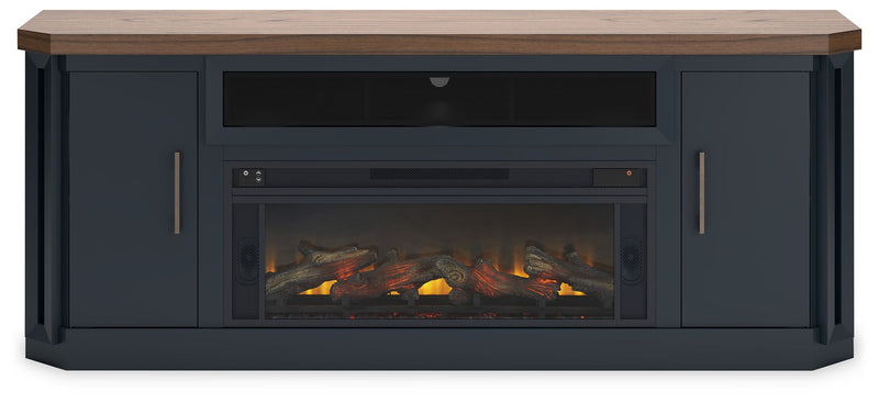 Landocken - 83" TV Stand With Electric Fireplace - Two-tone - R&R Furniture Gallery (Fountain Valley, CA)