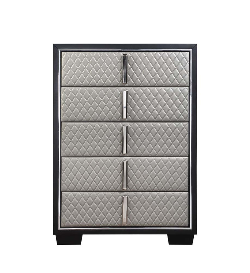 Nicola - Chest - Silver Synthetic Leather & Black - R&R Furniture Gallery (Fountain Valley, CA)