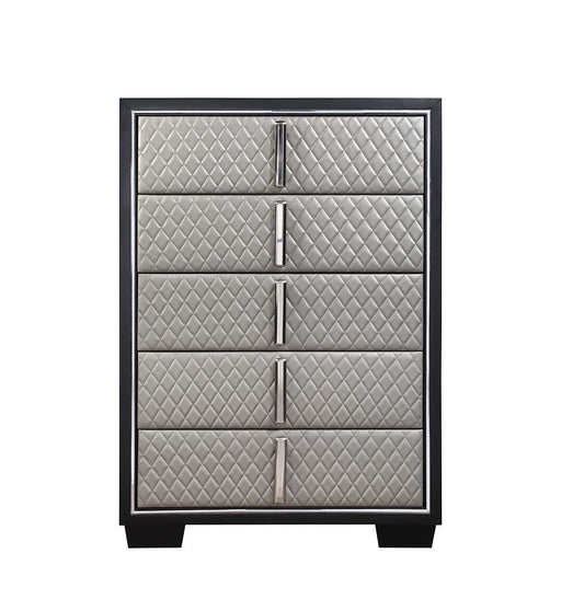 Nicola - Chest - Silver Synthetic Leather & Black - R&R Furniture Gallery (Fountain Valley, CA)