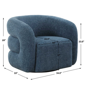 Junie - Swivel Barrel Chair - Blue
