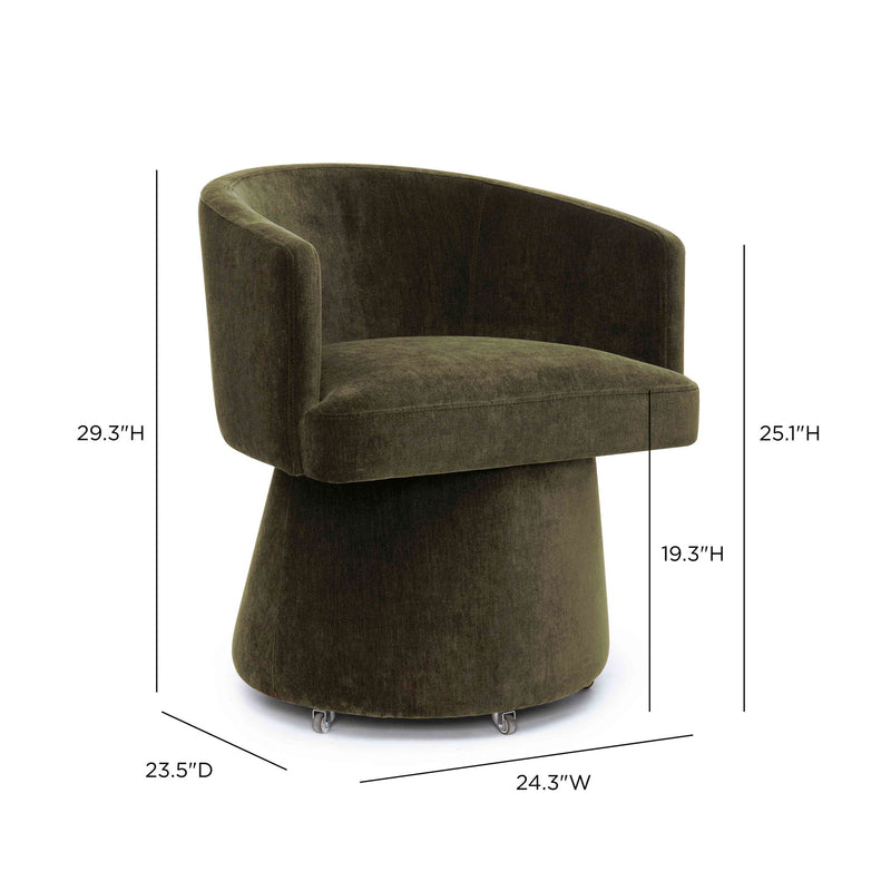 Kristen upcycled chenille rolling desk chair by TOV Furniture with a modern design and plush fabric upholstery.