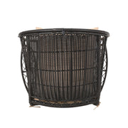 Noble House outdoor wicker standing basket chair with cushion, stylish accent chair for patio or garden seating.