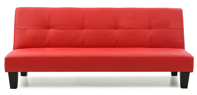 Glory Furniture Alan sofa bed futon sofa with wooden frame and plush cushioning, shown in a modern living room setting.