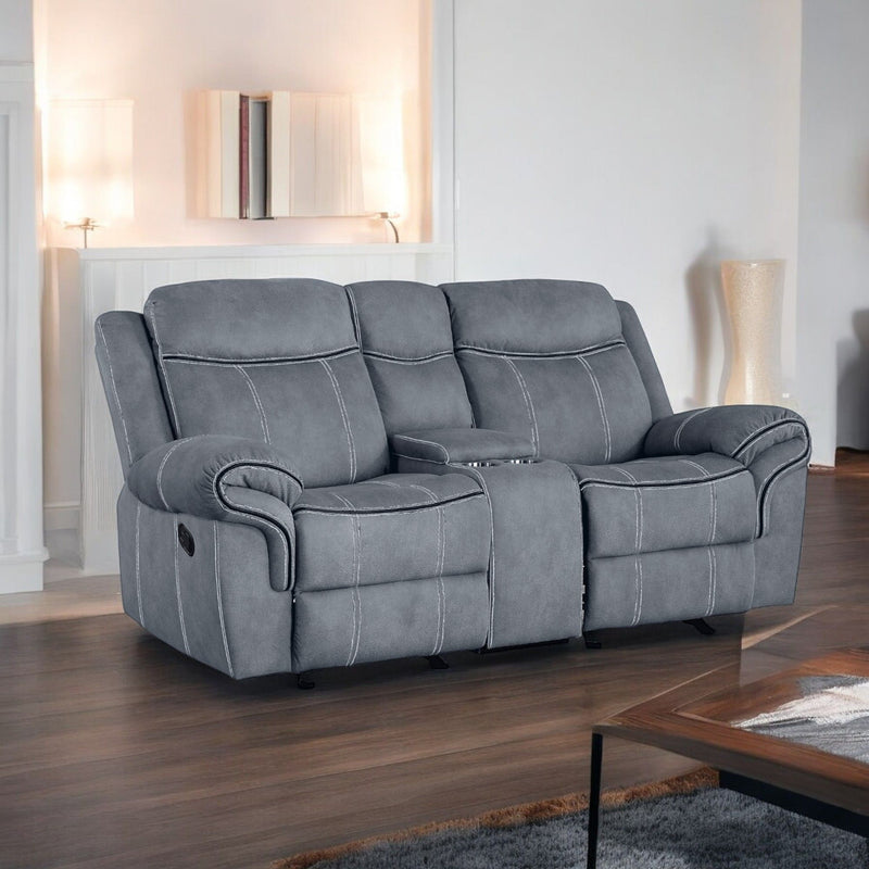 Zubaida - Two Tone Recliner Loveseat With USB Port Console