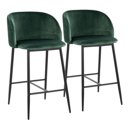 Pair of Lumi Source Fran Pleated Waves contemporary fixed-height counter stools with sleek design and modern upholstery.