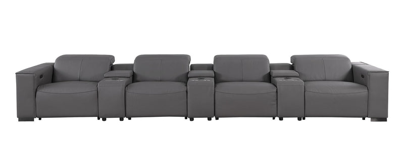 1208 - 7 Piece Leather Sofa With 4 Power Recliners And Power Headrests