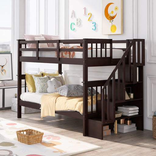 Stairway Bunk Bed With Storage And Guard Rail For Bedroom - R&R Furniture Gallery (Fountain Valley, CA)