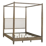 Queen Canopy Bed Frame With Upholstered Headboard - Brown - R&R Furniture Gallery (Fountain Valley, CA)