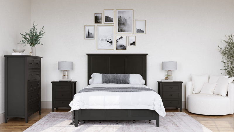 Grace Three Drawer Nightstand in Raven Black