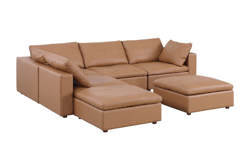 1100 - 6-Piece Left Arm Facing 3-Seat Sectional (Top-Grain Italian Leather)