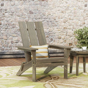 Noble House Aurascape outdoor foldable Adirondack chair with armrests, made of weather-resistant material for outdoor comfort.