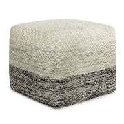 Macie - Square Woven Outdoor / Indoor Pouf - Gray / White - R&R Furniture Gallery (Fountain Valley, CA)