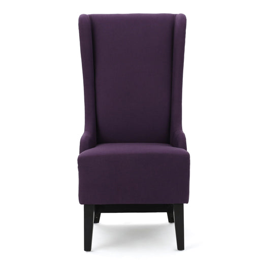 Fabric Dining Chair With High Back And Birch Wood Legs - Plum - R&R Furniture Gallery (Fountain Valley, CA)