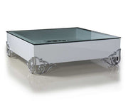 LS538 Emma Modern White Coffee Table w/ Glass Top — view 5