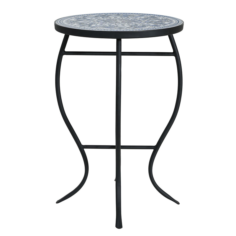 Outdoor Round Side Table With Mosaic Style Top And Curved Iron Legs - R&R Furniture Gallery (Fountain Valley, CA)