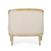Noble House Style Club Arm Chair with plush upholstery and wooden legs, showcasing a classic, comfortable design for living rooms.