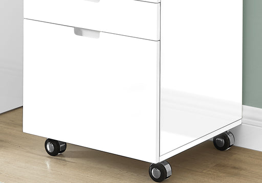 File Cabinet, Rolling Mobile, Storage Drawers, Printer Stand, Office, Work, Glossy Contemporary, Modern - White - R&R Furniture Gallery (Fountain Valley, CA)