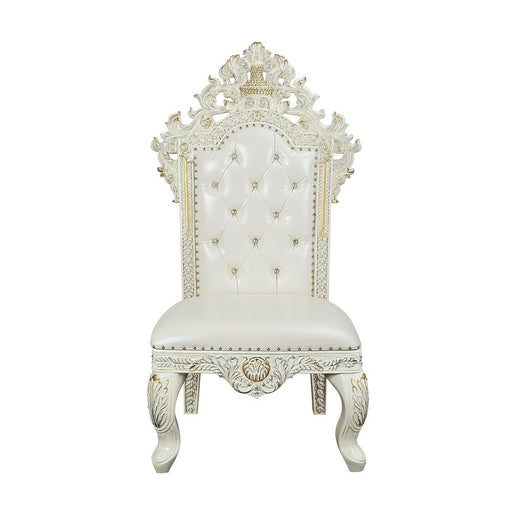 Adara - Side Chair (Set of 2) - Pearl White Synthetic Leather & Antique White - R&R Furniture Gallery (Fountain Valley, CA)