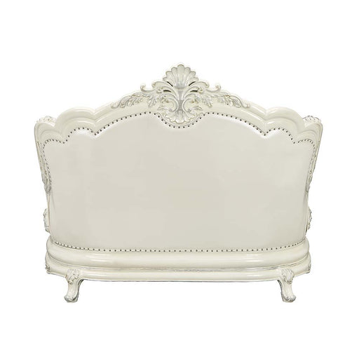 Adara - Loveseat With 5 Pillows - Pearl White Synthetic Leather & Antique White - R&R Furniture Gallery (Fountain Valley, CA)