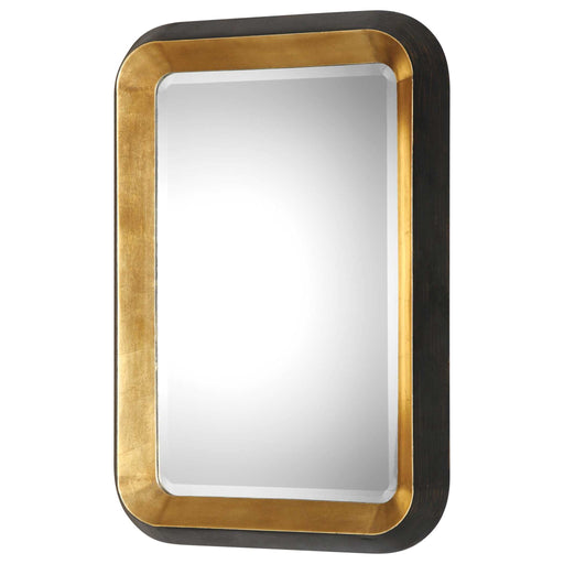 Gold metallic wall mirror by Uttermost, Niva series, featuring a sleek round frame for modern home decor.