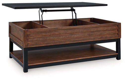 Kallari - Lift Top Cocktail Table - Warm Brown / Black - R&R Furniture Gallery (Fountain Valley, CA)