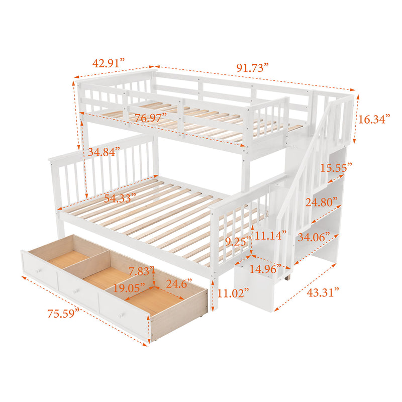 Stairway Bunk Bed With Storage And Guard Rail For Bedroom - R&R Furniture Gallery (Fountain Valley, CA)