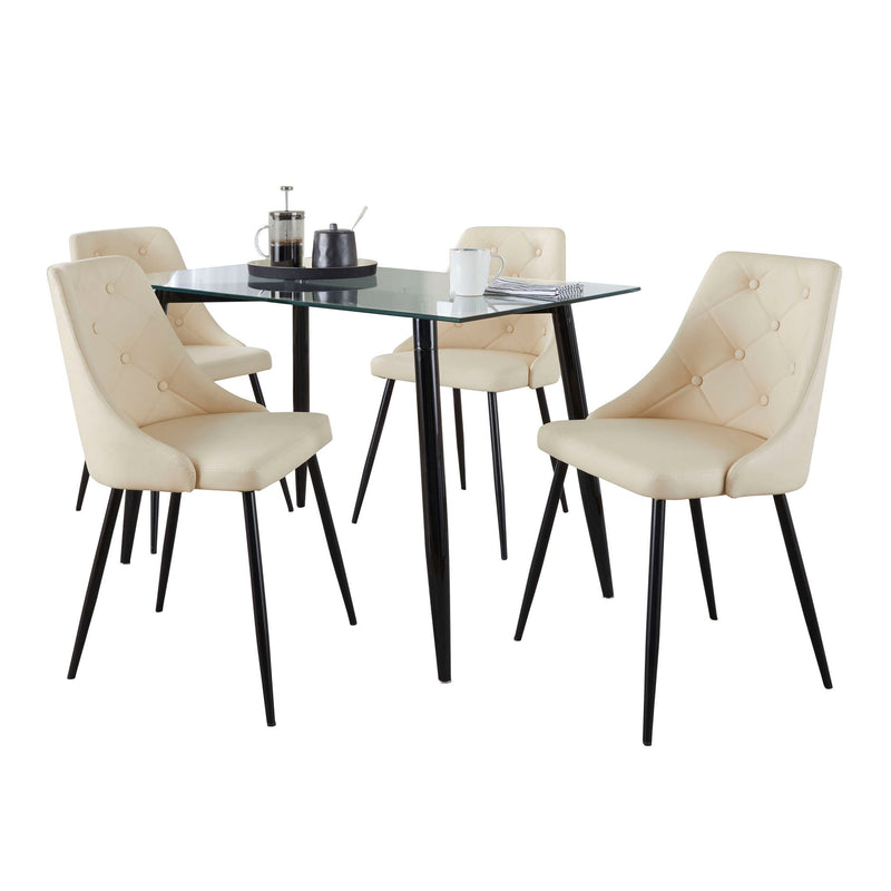 Lumi Source Clara Giovani 5-piece contemporary dining set with sleek table and matching chairs, modern dining room furniture.