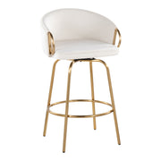 Pair of Lumi Source Claire contemporary glam counter stools with sleek design and upholstered seats, set of 2.