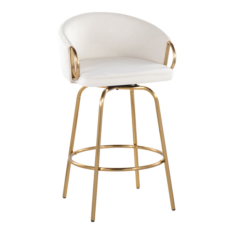 Pair of Lumi Source Claire contemporary glam counter stools with sleek design and upholstered seats, set of 2.