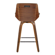 Lumi Source Corazza mid-century modern counter stool set with swivel, square footrest, and fixed height design, two stools in the image.
