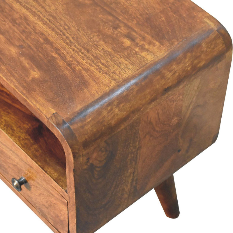 Mini Curved Media Unit - Chestnut - R&R Furniture Gallery (Fountain Valley, CA)