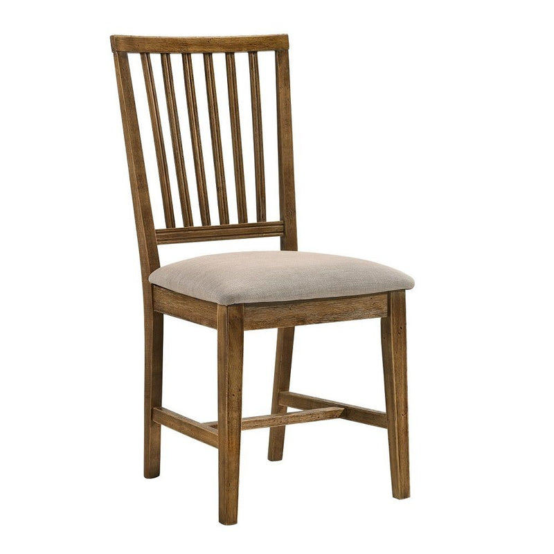 Wallace II - Side Chair (Set of 2) - Tan Linen & Weathered Oak - R&R Furniture Gallery (Fountain Valley, CA)