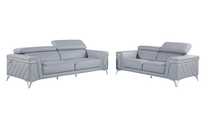 1140 - Top Grain Italian Leather Living Room Set - Black - R&R Furniture Gallery (Fountain Valley, CA)