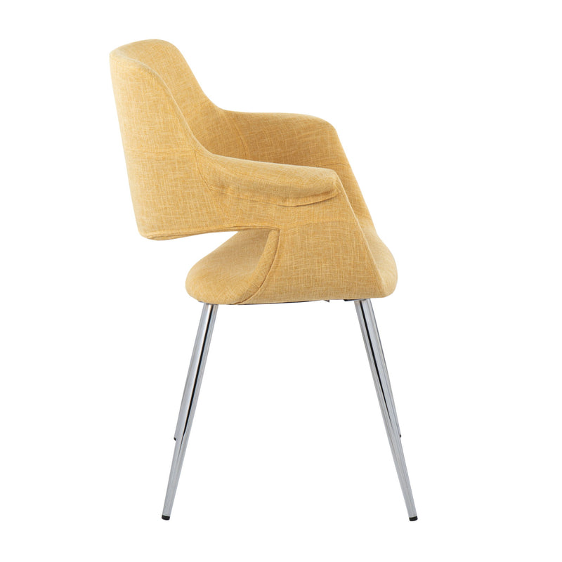 Lumi Source vintage flair art deco accent chair set with chrome legs in yellow, black, blue, or cream upholstery, two stylish chairs.