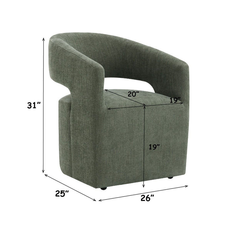 Libni - Arm Chair With Casters - Green Linen