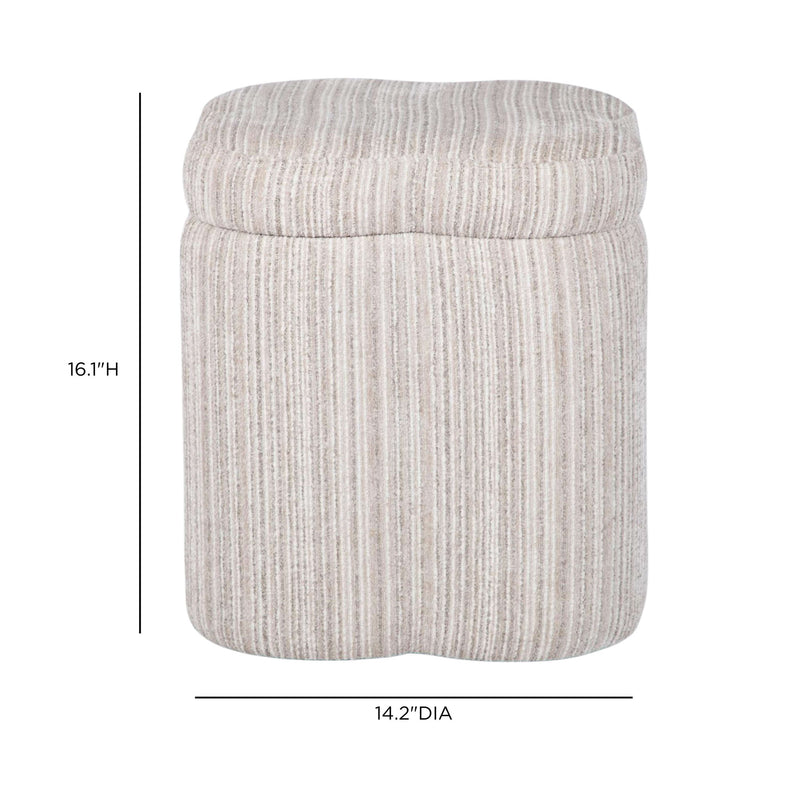 Lilou - Striped Jacquard Storage Stool - Cream
