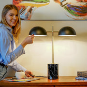 Nova - Hydro Table Lamp With On / Off Switch Double Lamp - Black / Gold / Marble - R&R Furniture Gallery (Fountain Valley, CA)