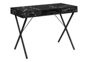 Computer Desk, Home Office, Laptop, Left, Right Set-Up, Storage Drawers, Work, Marble Look Laminate, Contemporary, Modern - Black - R&R Furniture Gallery (Fountain Valley, CA)