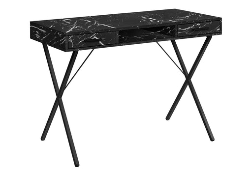 Computer Desk, Home Office, Laptop, Left, Right Set-Up, Storage Drawers, Work, Marble Look Laminate, Contemporary, Modern - Black - R&R Furniture Gallery (Fountain Valley, CA)