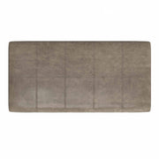 Simpli-Home Dover storage ottoman in smoky brown leather with lift-up lid and interior storage space.