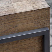 Light brown Uttermost Nevis contemporary console table with sleek design and modern style, shown in a stylish home interior setting.