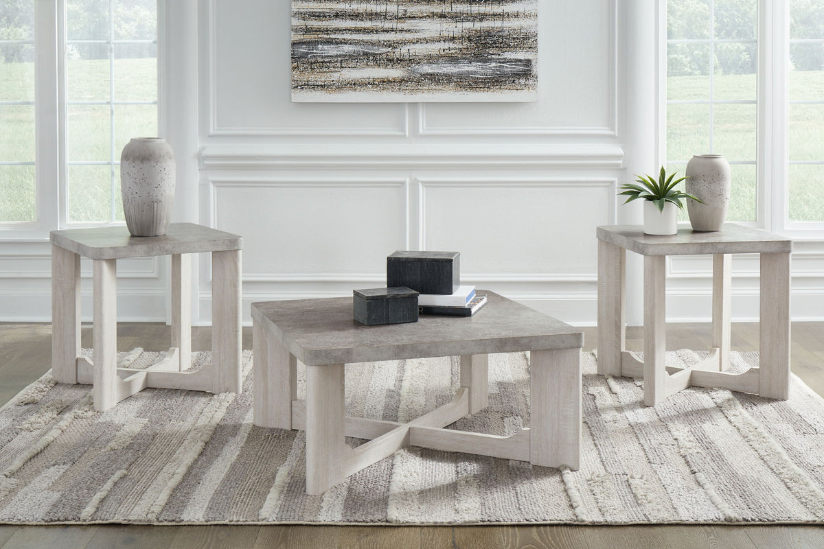 Garnilly - Occasional Table Set (Set of 3) - Whitewash - R&R Furniture Gallery (Fountain Valley, CA)