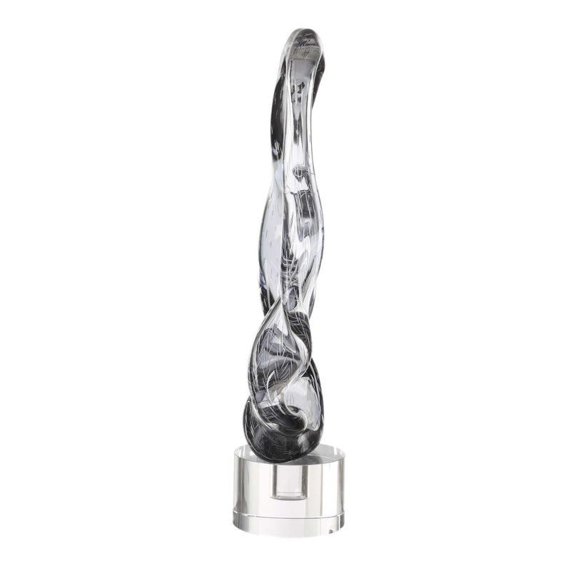 Luminous Twist - Glass Sculpture - Black / White