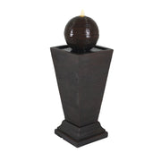 35.5" Tall Column Fountain With LED Lights, Retro Outdoor Decor, Weather Resistant Feature - Dark Brown - R&R Furniture Gallery (Fountain Valley, CA)