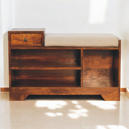 Retreat - Shoe Bench, 1 Drawer - Chestnut - R&R Furniture Gallery (Fountain Valley, CA)