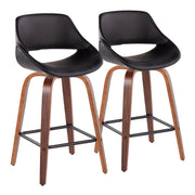 Lumi Source Fabrico mid-century modern counter stool set of 2 with wooden legs and cushioned seats, stylish and contemporary.